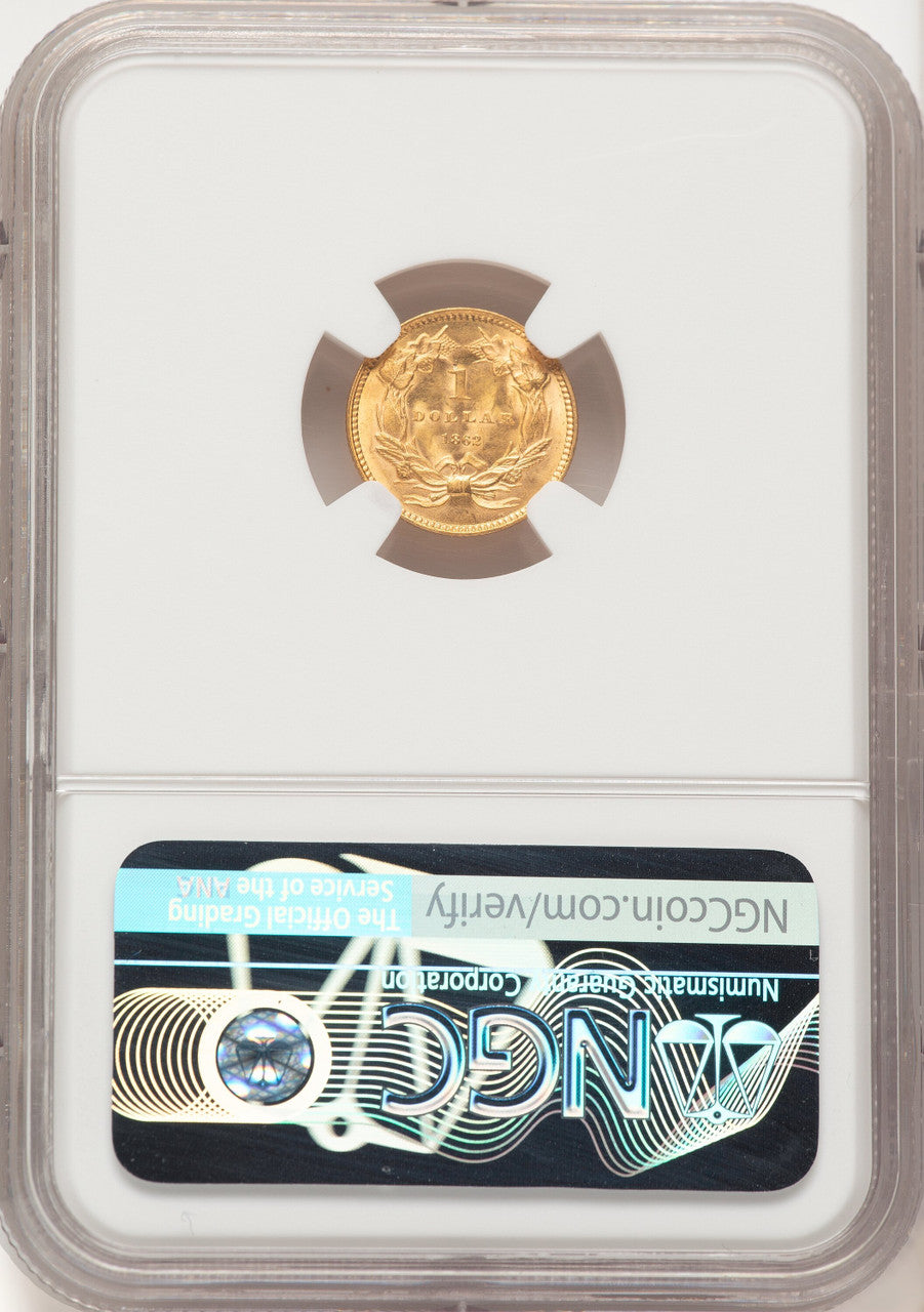 1862 G$1 CAC Gold Dollar NGC MS65