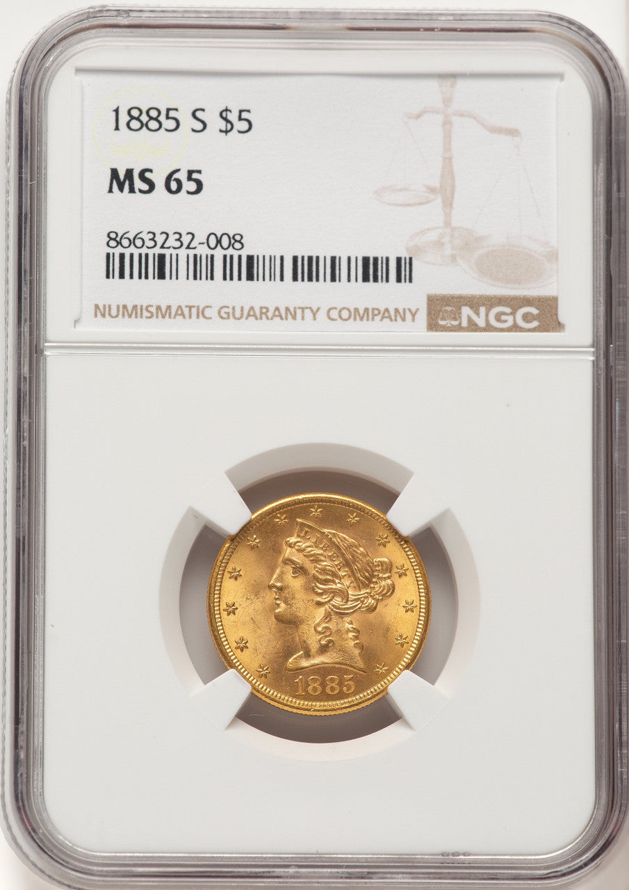 1885-S $5 Liberty Half Eagle NGC MS65