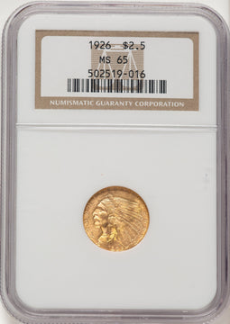 1926 $2.50 Indian Quarter Eagle NGC MS65