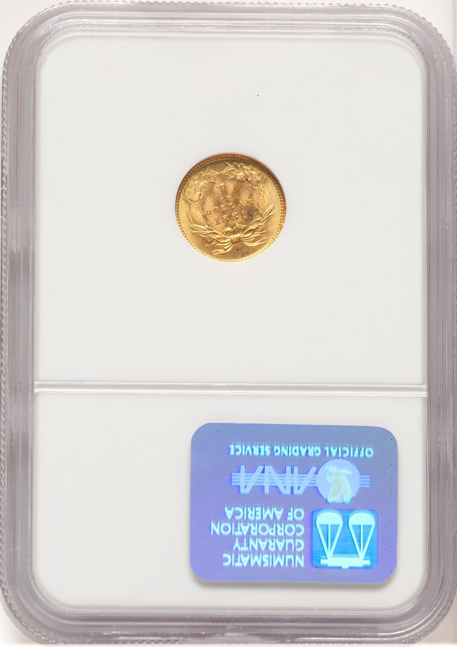 1881 G$1 Gold Dollar NGC MS67