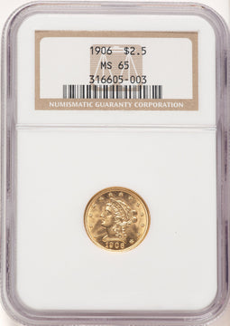 1906 $2.50 Liberty Quarter Eagle NGC MS65 (506662025)