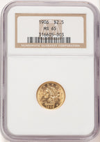 1906 $2.50 Liberty Quarter Eagle NGC MS65 (506662025)