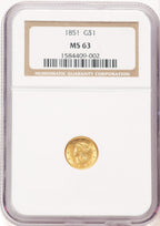 1851 G$1 Gold Dollar NGC MS63 (506666002)