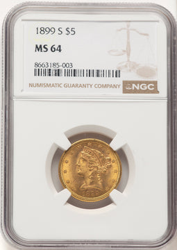 1899-S $5 Liberty Half Eagle NGC MS64