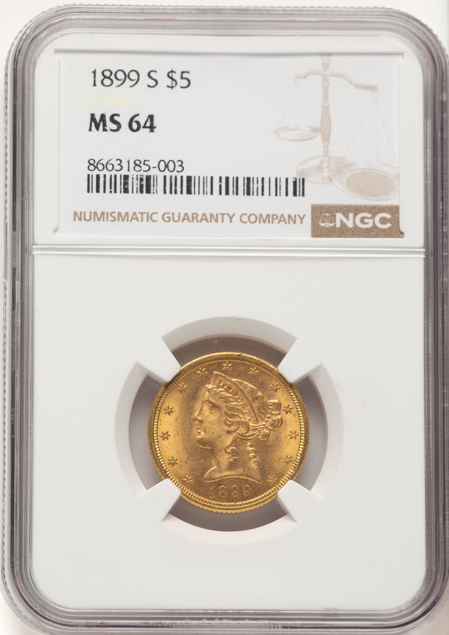 1899-S $5 Liberty Half Eagle NGC MS64