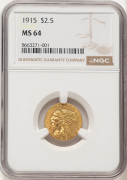 1915 $2.50 Indian Quarter Eagle NGC MS64 (506667007)