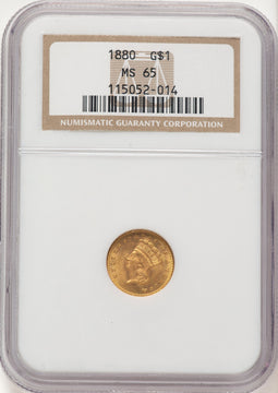 1880 G$1 Gold Dollar NGC MS65