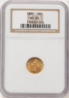 1880 G$1 Gold Dollar NGC MS65