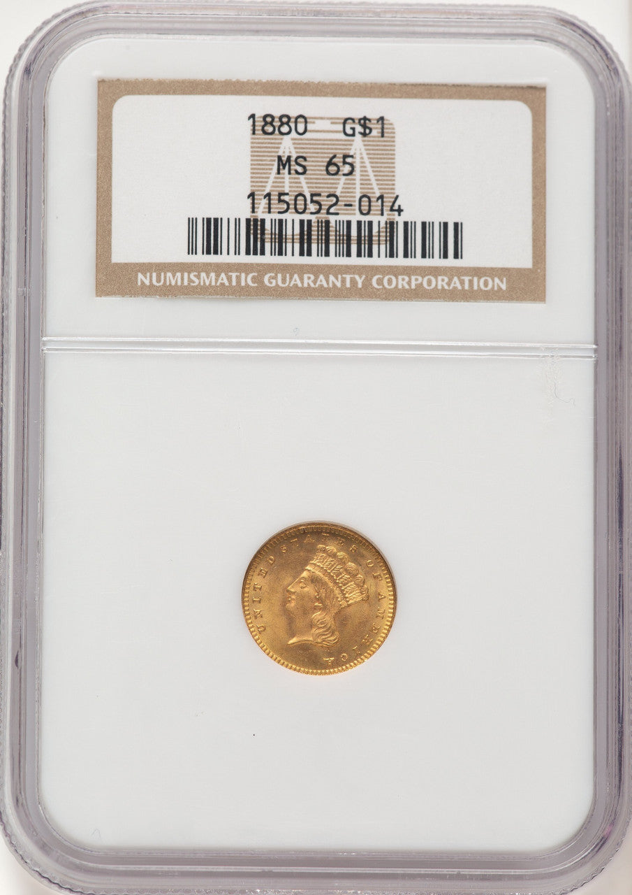 1880 G$1 Gold Dollar NGC MS65