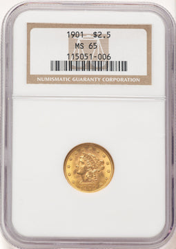 1901 $2.50 Liberty Quarter Eagle NGC MS65