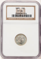 1893 10C Proof Barber Dime NGC PR66