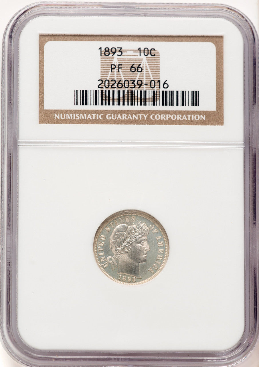 1893 10C Proof Barber Dime NGC PR66