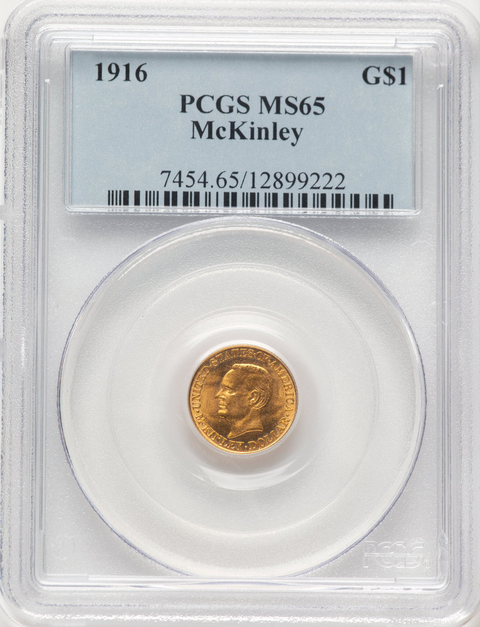 1916 G$1 McKinley Commemorative Gold PCGS MS65 (506670007)