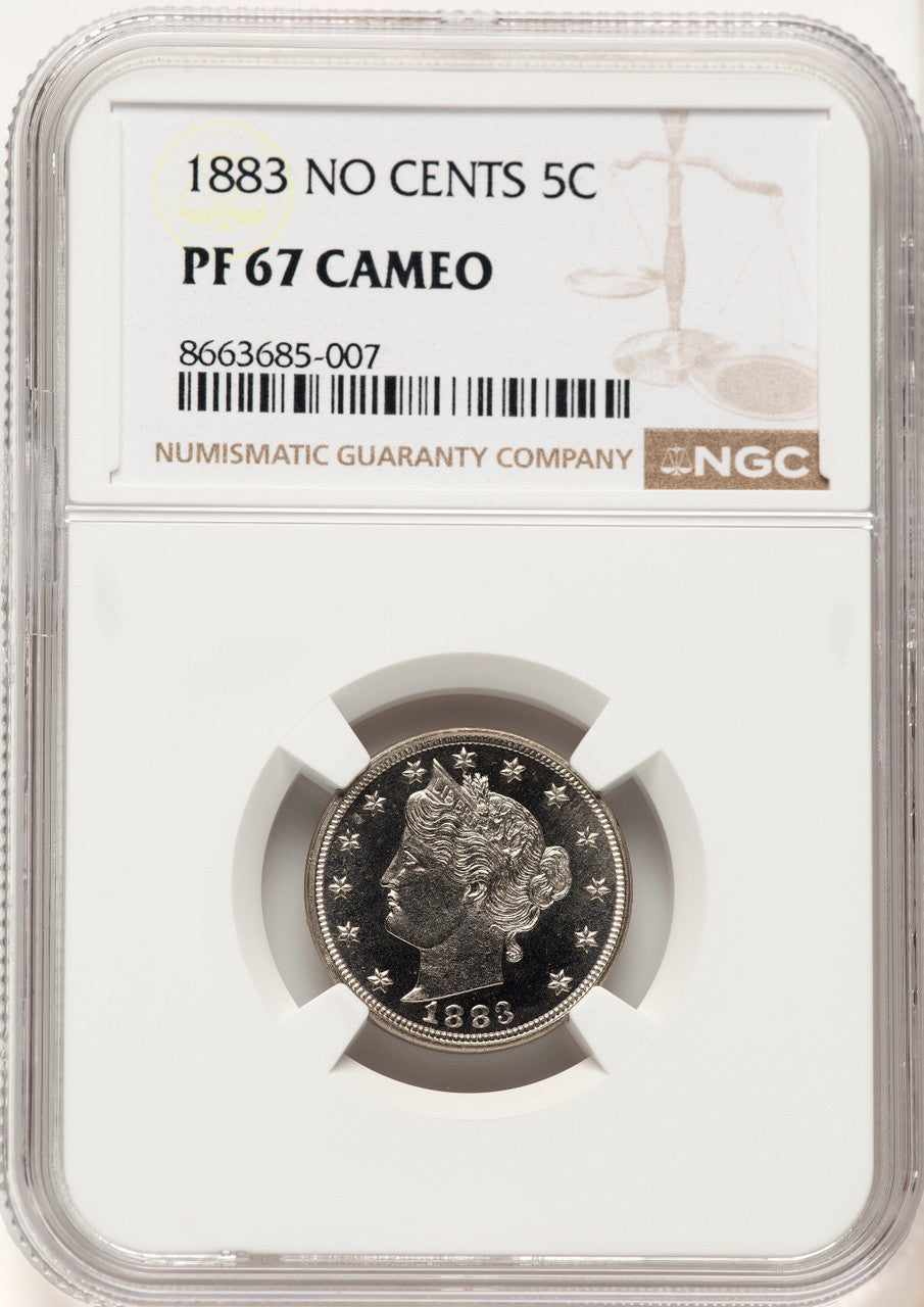1883 5C No Cents CA Proof Liberty Nickel NGC PR67