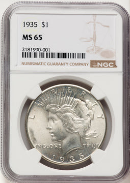 1935 Peace Dollar NGC MS65