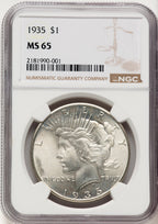 1935 Peace Dollar NGC MS65