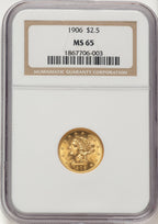 1906 $2.50 Liberty Quarter Eagle NGC MS65