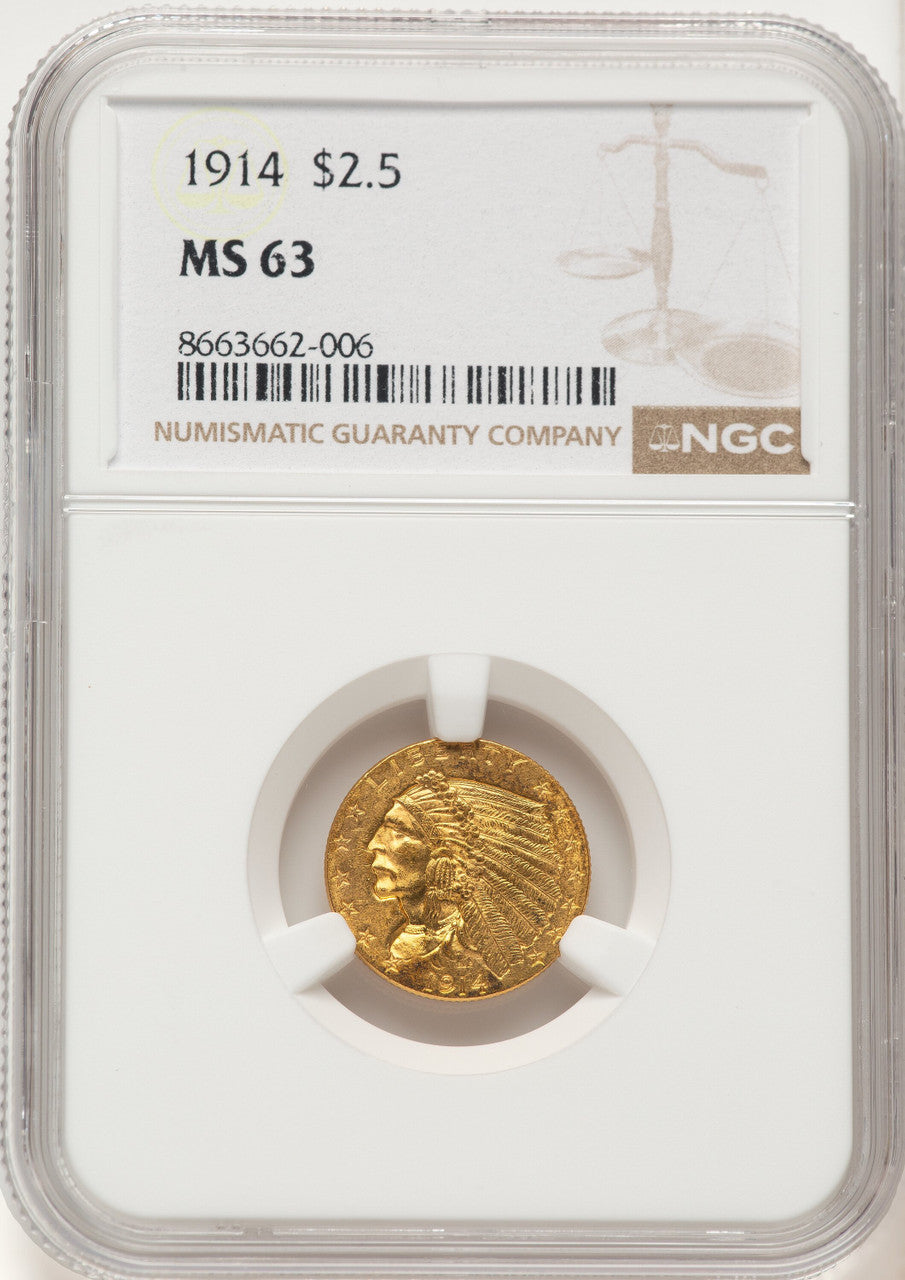 1914 $2.50 Indian Quarter Eagle NGC MS63 (506770025)