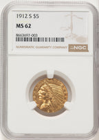 1912-S $5 Indian Half Eagle NGC MS62