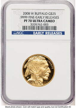 2008-W Proof Gold Buffalo 1/2 oz ER Blue NGC PF70