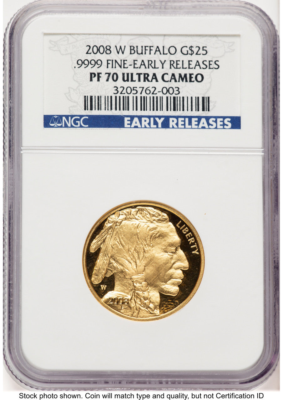 2008-W Proof Gold Buffalo 1/2 oz ER Blue NGC PF70