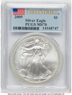 2009 Silver Eagle FS Flag PCGS MS70