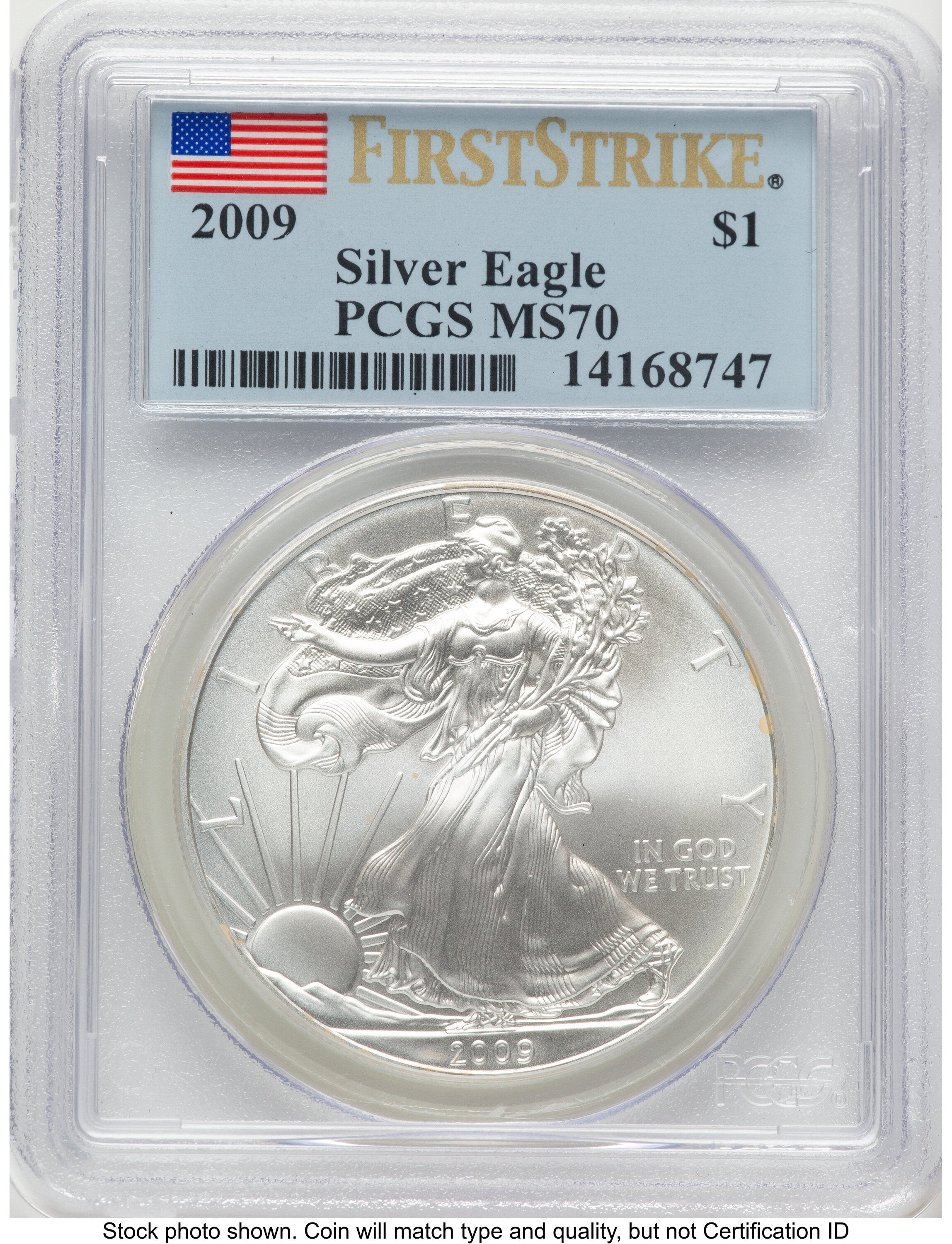 2009 Silver Eagle FS Flag PCGS MS70