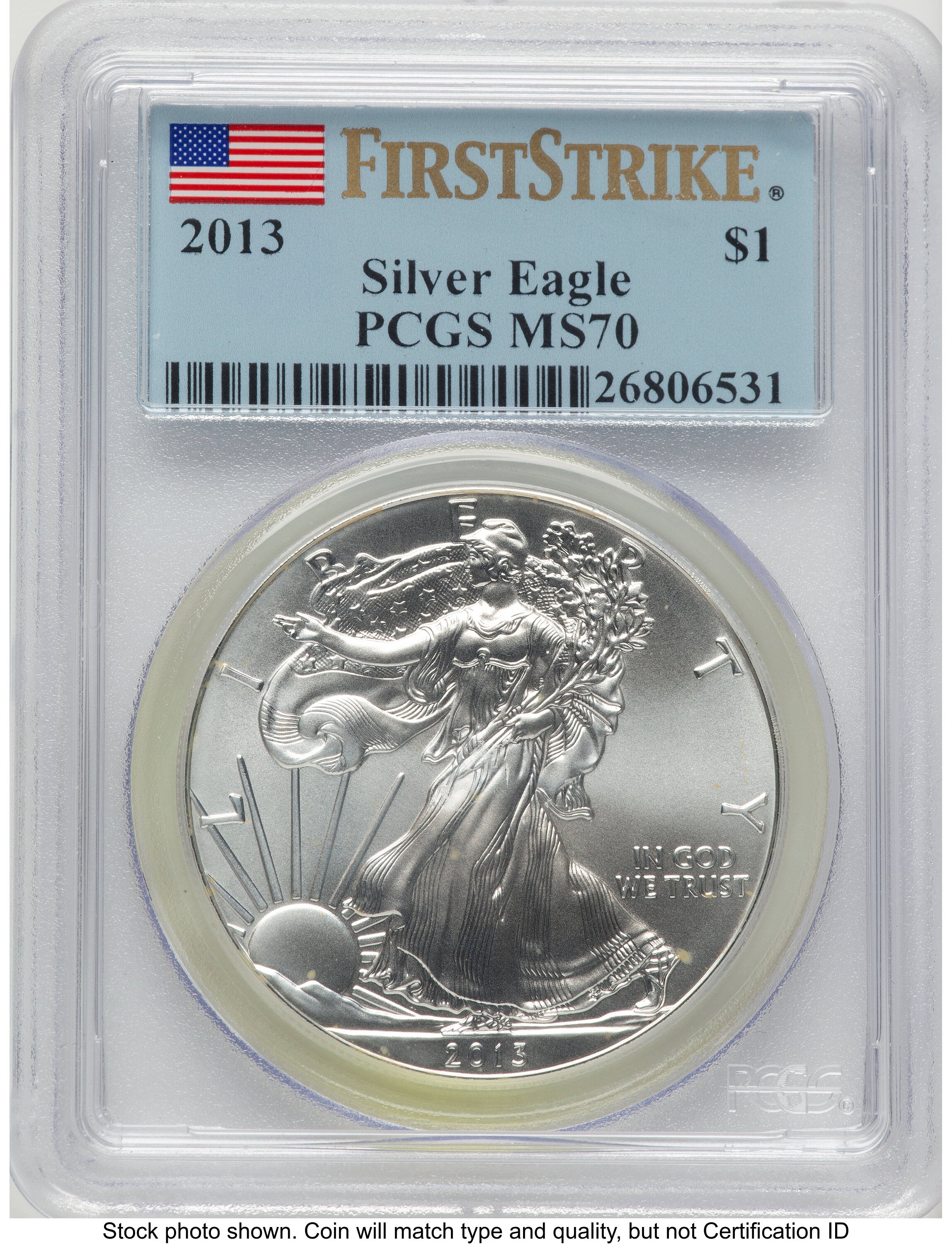 2013 Silver Eagle FS Flag PCGS MS70