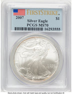2007 Silver Eagle FS Flag PCGS MS70
