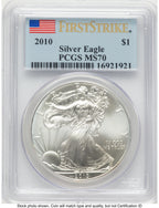 2010 Silver Eagle FS Flag PCGS MS70
