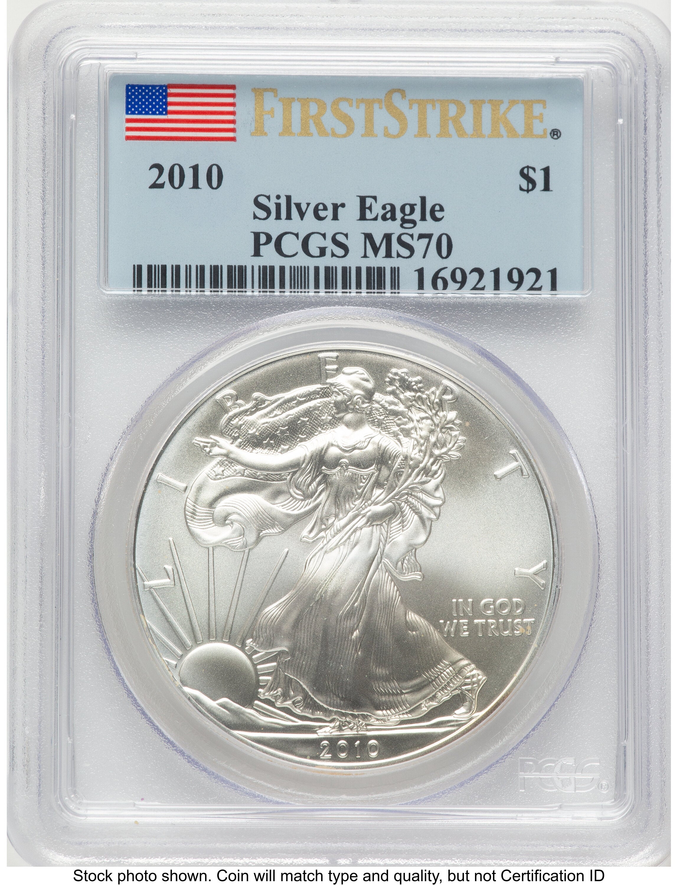 2010 Silver Eagle FS Flag PCGS MS70