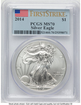 2014 Silver Eagle FS Flag PCGS MS70