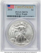 2014 Silver Eagle FS Flag PCGS MS70