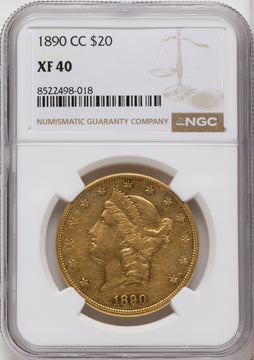1890-CC $20 Liberty Double Eagle NGC XF40