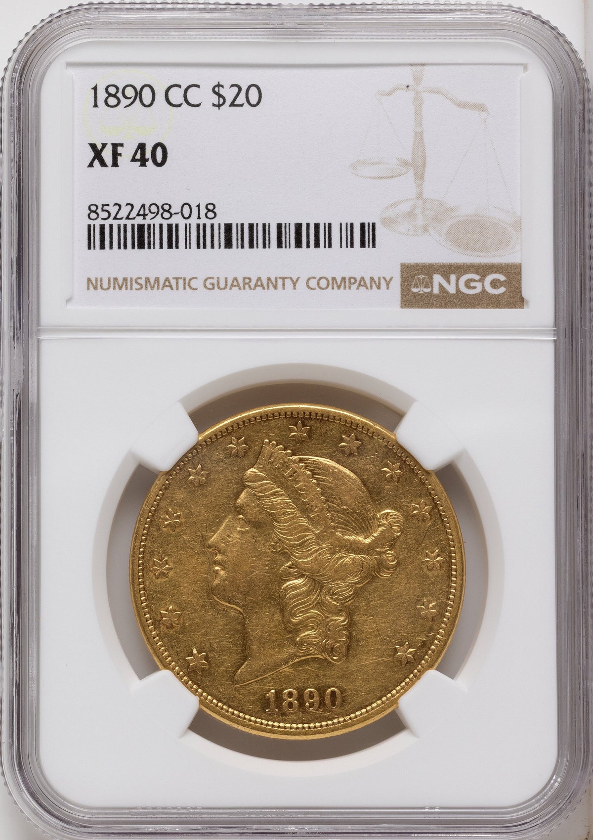 1890-CC $20 Liberty Double Eagle NGC XF40