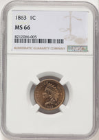 1863 1C Indian Cent NGC MS66 (506970002)