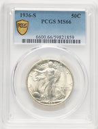 1936-S 50C Walking Liberty Half Dollar PCGS MS66