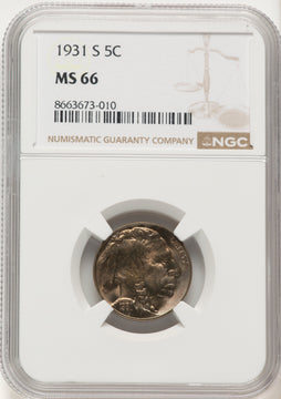 1931-S 5C Buffalo Nickel NGC MS66