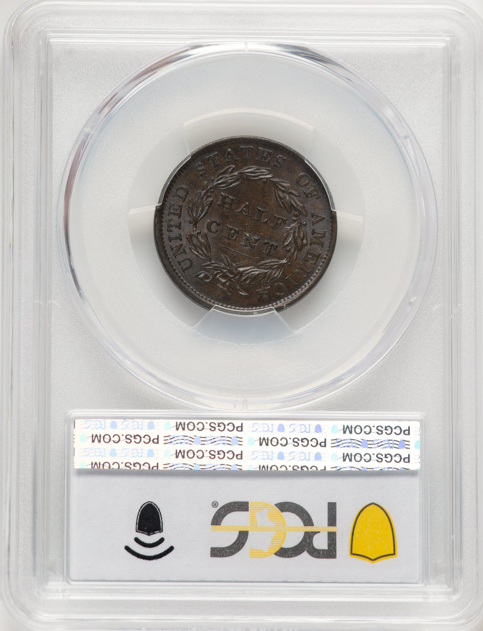 1835 1/2 C BN Half Cent PCGS MS63