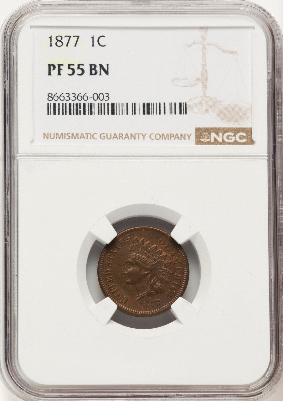 1877 1C BN Proof Indian Cent NGC AU55