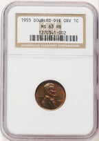 1955 Doubled Die Obverse RB Lincoln Cent NGC MS63