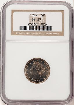 1907 5C Proof Liberty Nickel NGC PR67