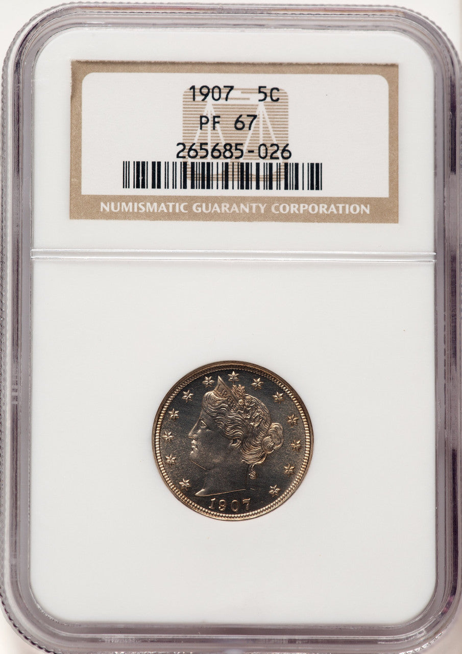 1907 5C Proof Liberty Nickel NGC PR67