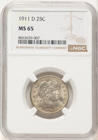 1911-D 25C Barber Quarter NGC MS65