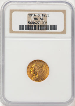 1914-D $2.50 Indian Quarter Eagle NGC MS64 (506973037)