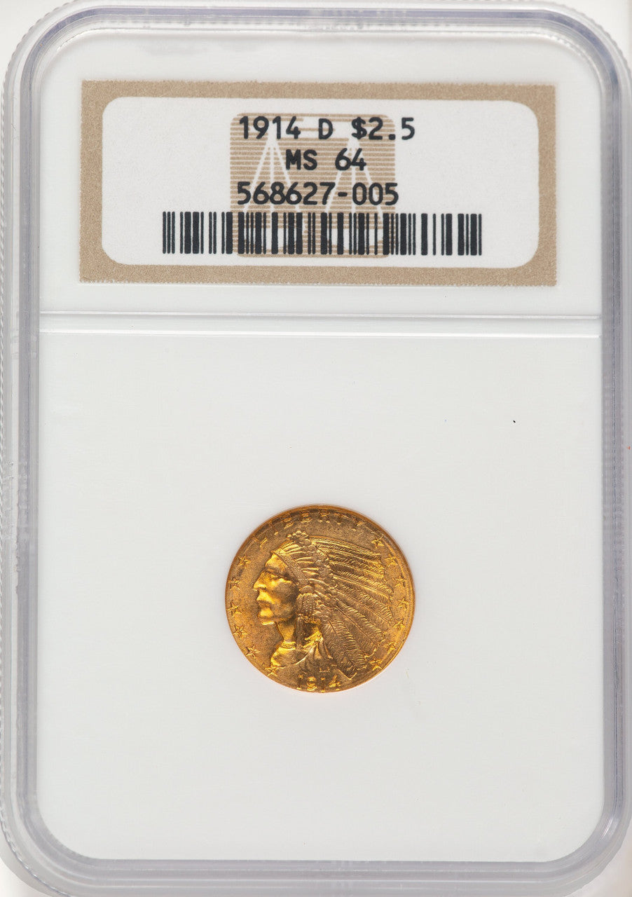 1914-D $2.50 Indian Quarter Eagle NGC MS64 (506973037)