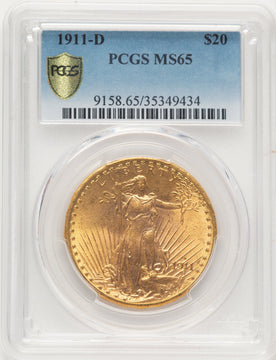 1911-D $20 Saint-Gaudens Double Eagle PCGS MS65 (506973038)