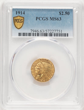 1914 $2.50 Indian Quarter Eagle PCGS MS63 (507051046)