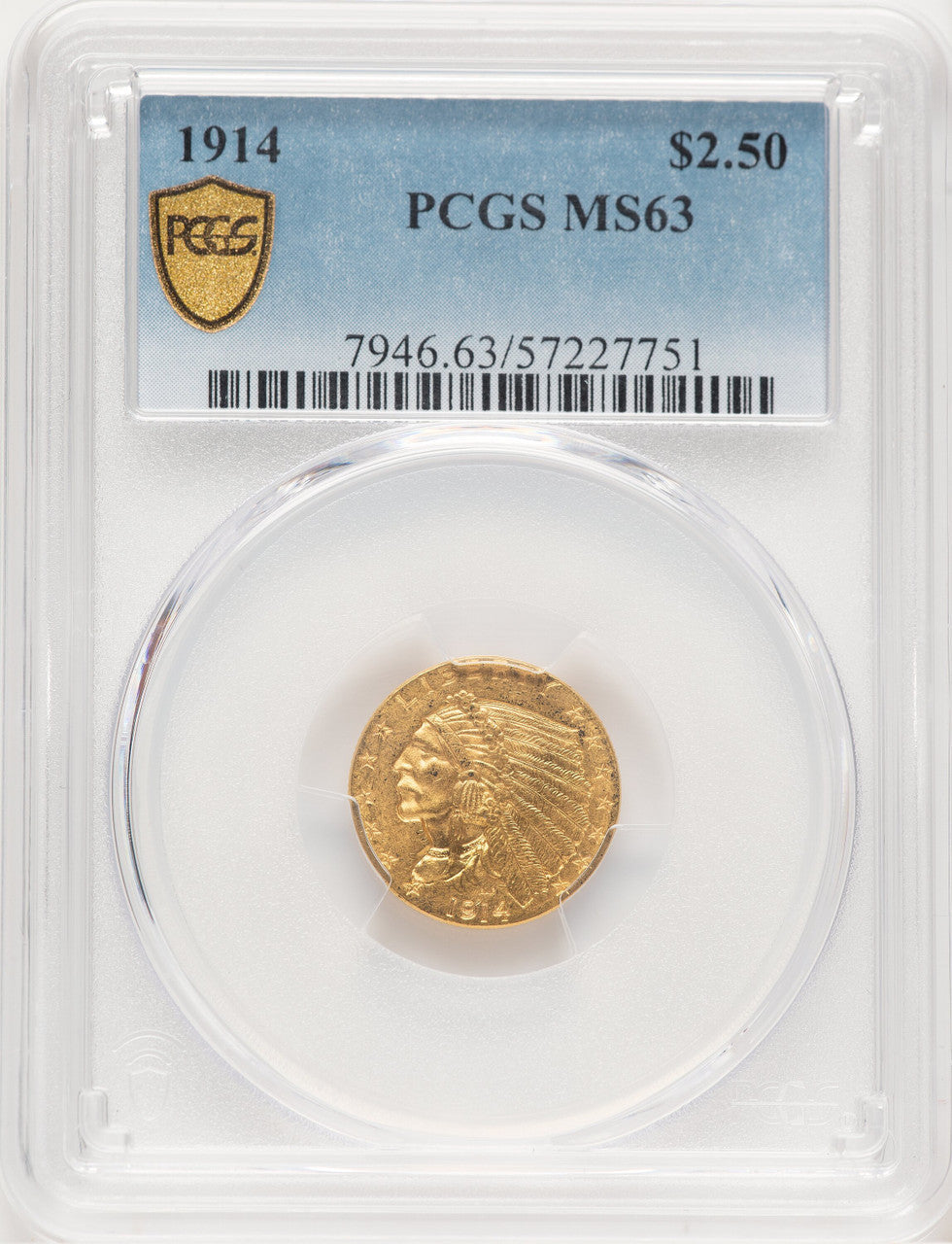 1914 $2.50 Indian Quarter Eagle PCGS MS63 (507051046)