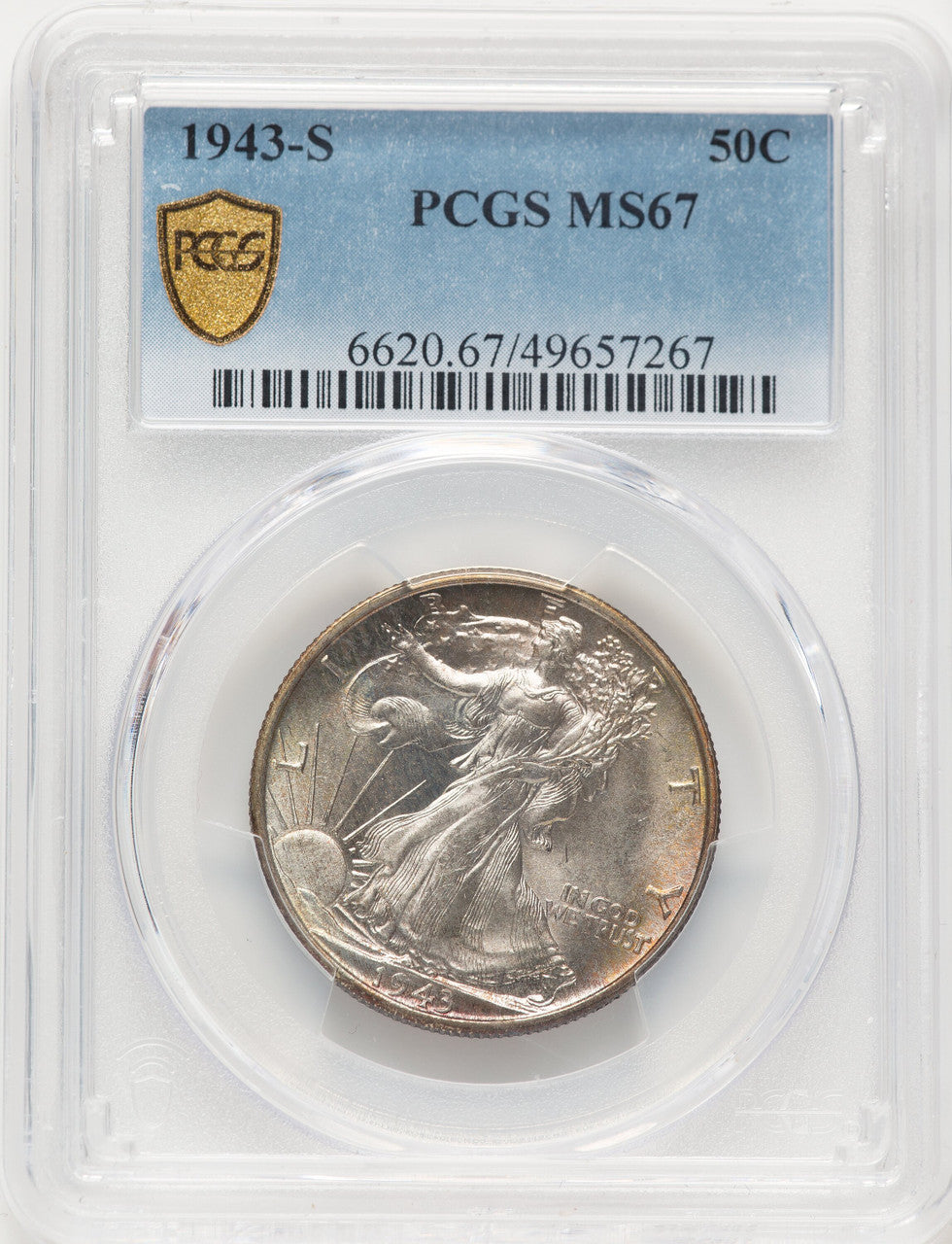 1943-S 50C Walking Liberty Half Dollar PCGS MS67